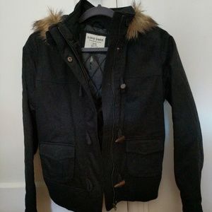 Love Tree Black Jacket with Fur Hood M